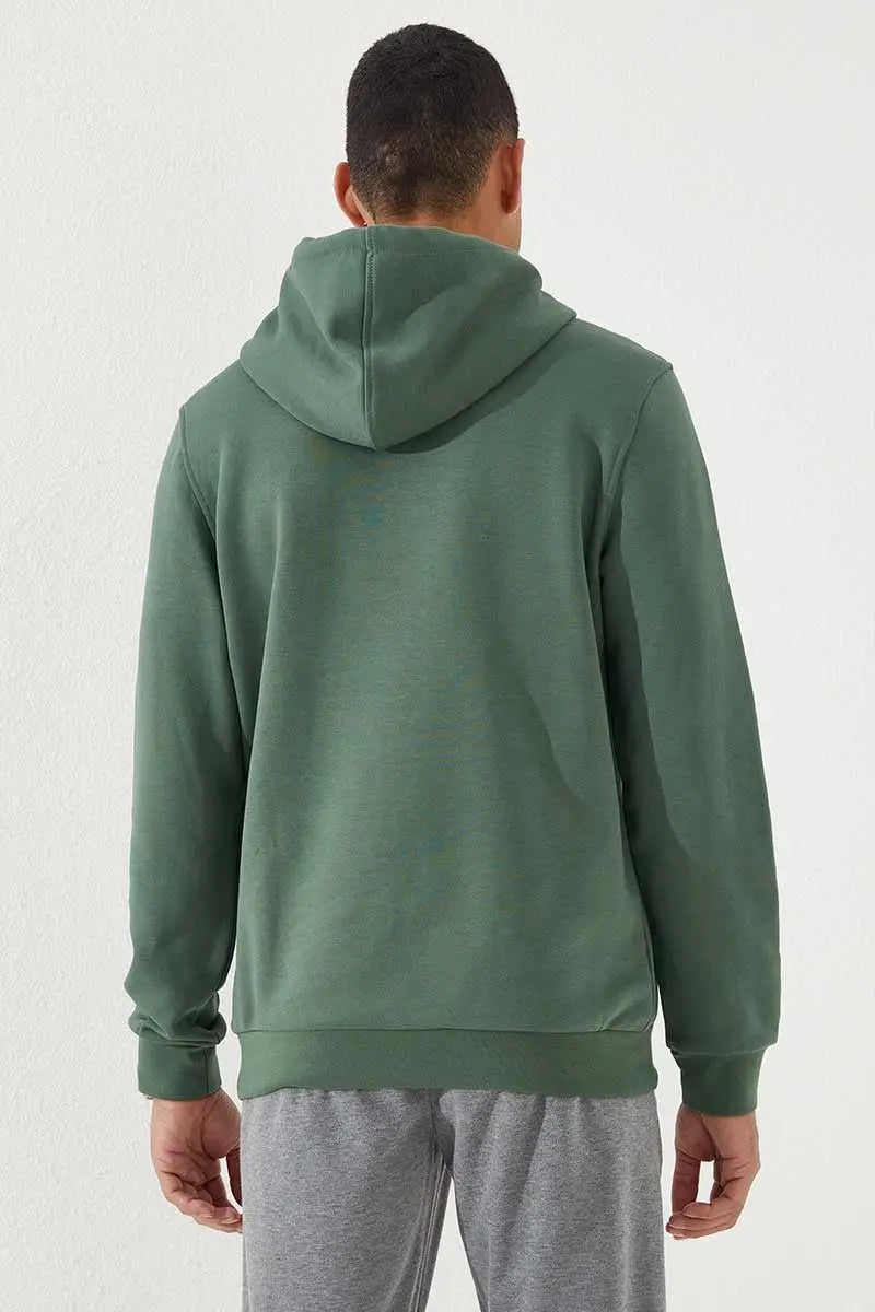 nakişli kanguru cep standart kalip kapüşonlu erkek sweatshirt - 87839 - Justyol