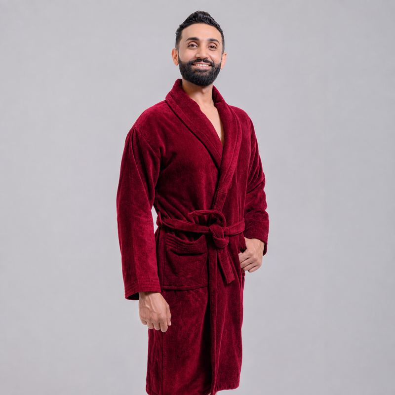 Peignoir Homme en Velours Premium 100% Coton – Très Épais, Doux et Hyper Absorbant