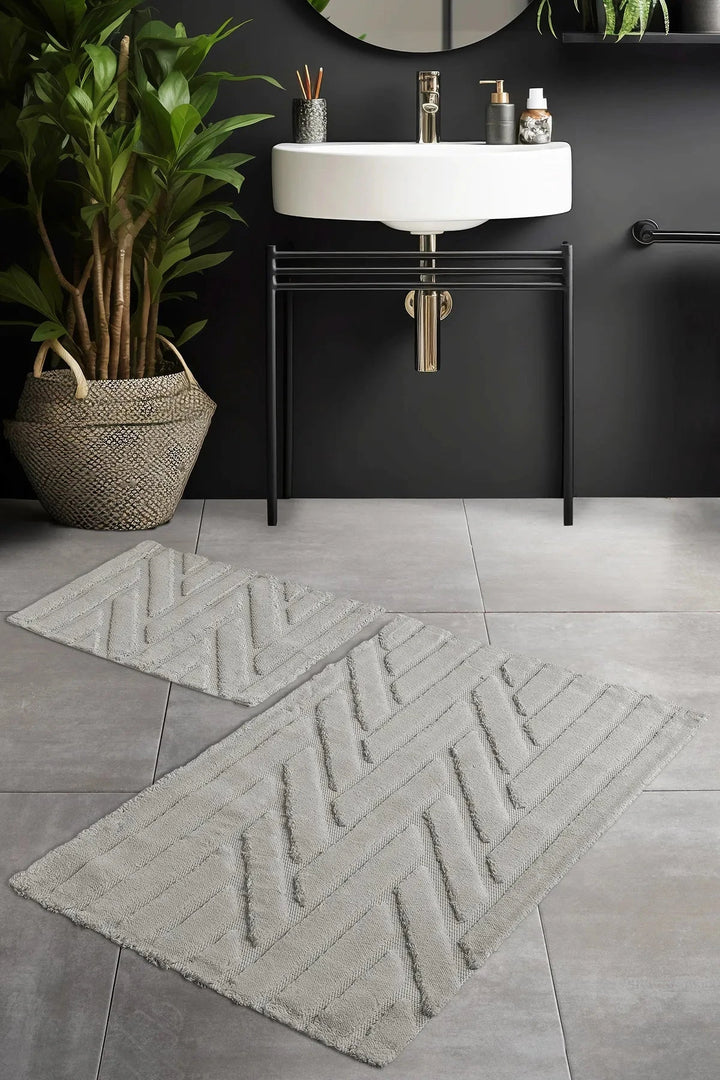 Tapis de bain Pierre Cardin coton beige lot 2