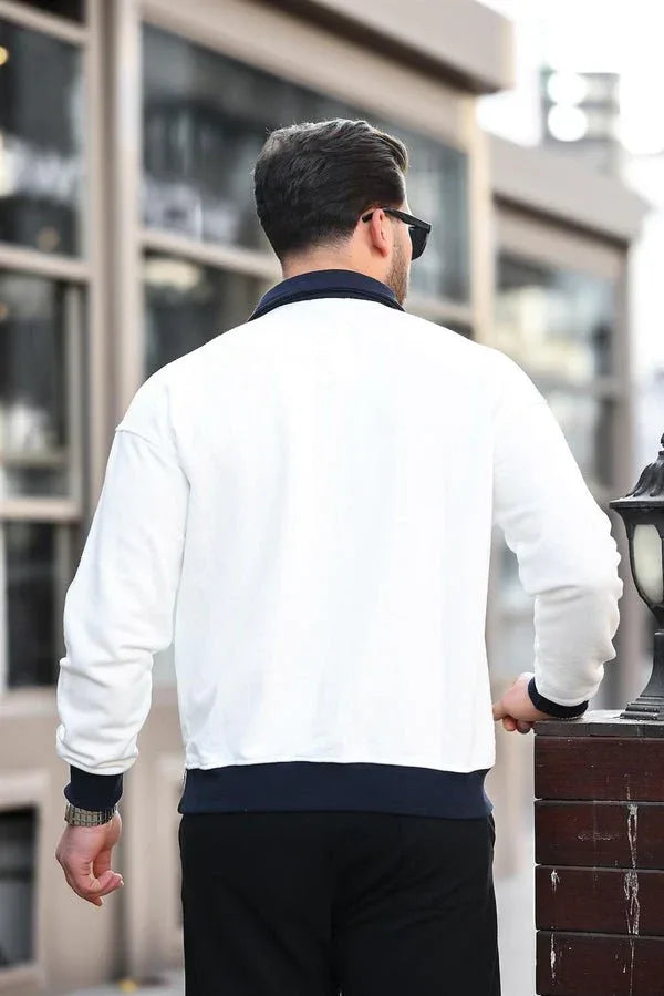 sweatshirt homme col polo boutons brodé