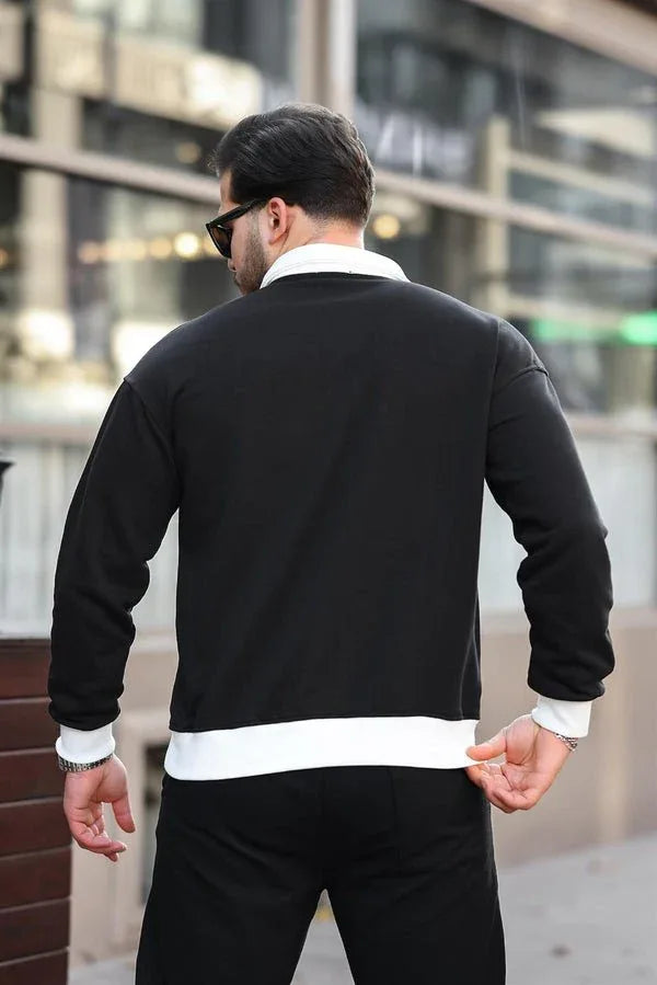 sweatshirt homme col polo boutons brodé - Justyol