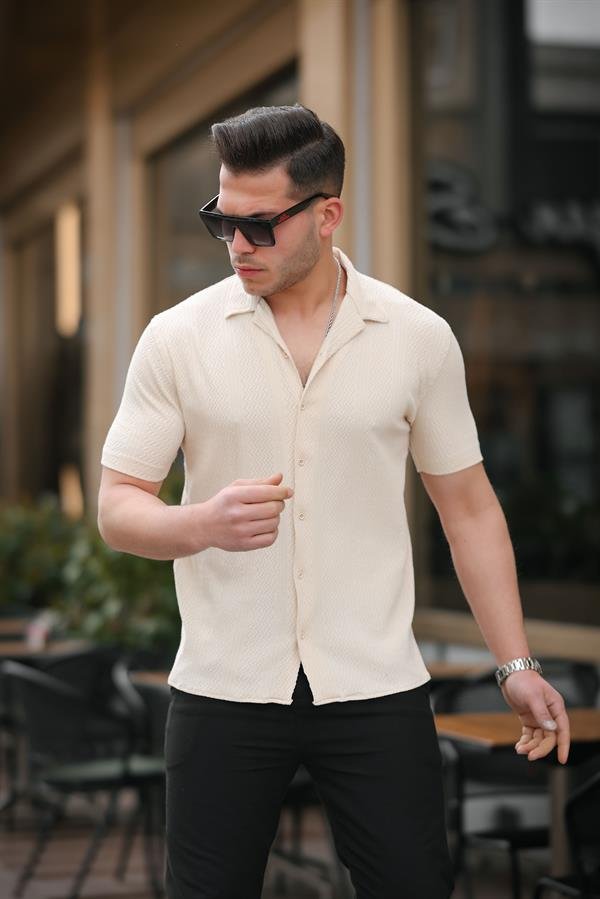 Chemise Homme Premium à Motifs Manches Courtes