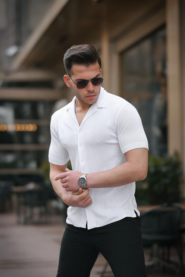 Chemise Homme Premium à Motifs Manches Courtes
