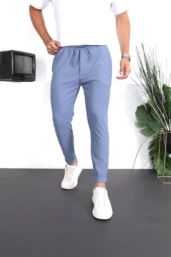 Pantalon homme fit texturé à double ourlet premium - Justyol
