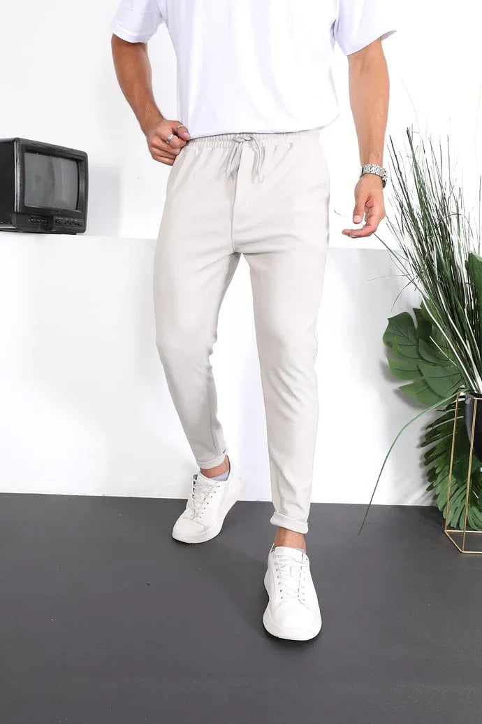 Pantalon homme fit texturé à double ourlet premium - Justyol