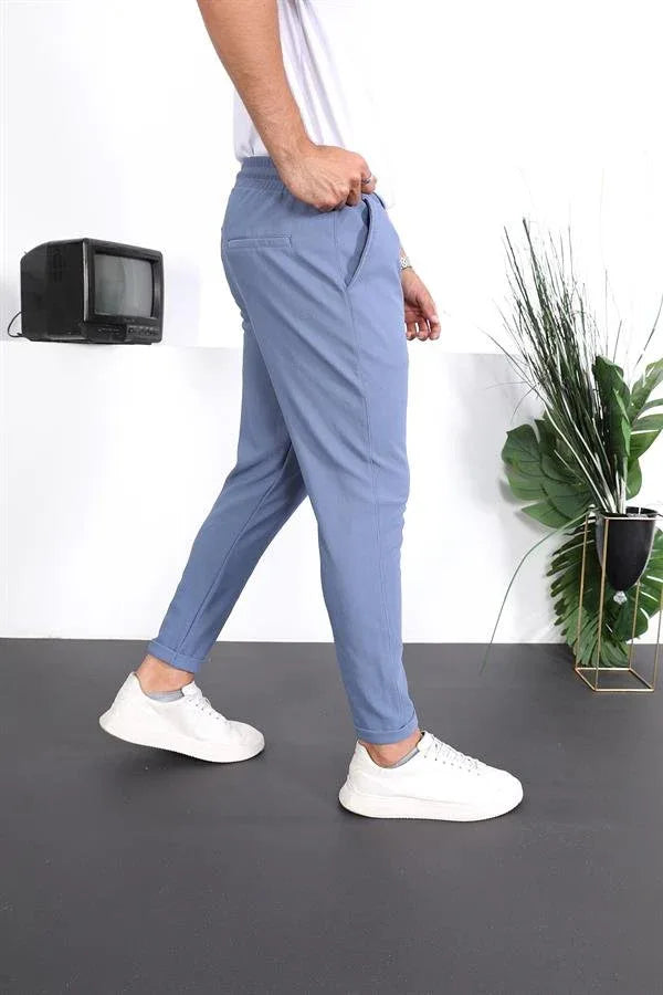 Pantalon homme fit texturé à double ourlet premium - Justyol