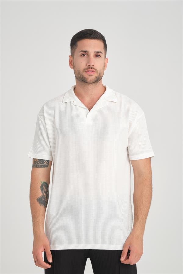 T-shirt Homme Premium Côtelé Oversize à Col V