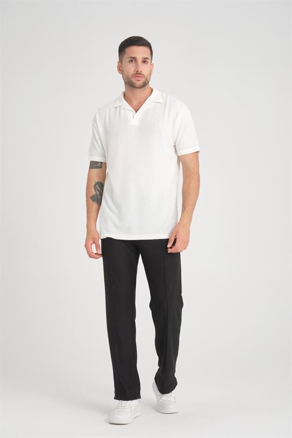 T-shirt Homme Premium Côtelé Oversize à Col V
