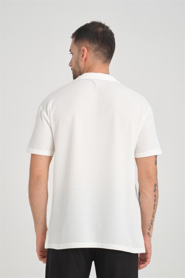 T-shirt Homme Premium Côtelé Oversize à Col V
