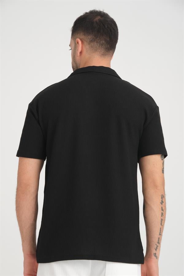 T-shirt Homme Premium Côtelé Oversize à Col V