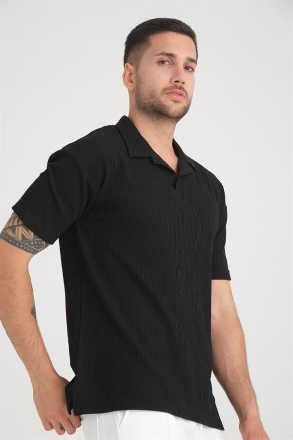 T-shirt Homme Premium Côtelé Oversize à Col V