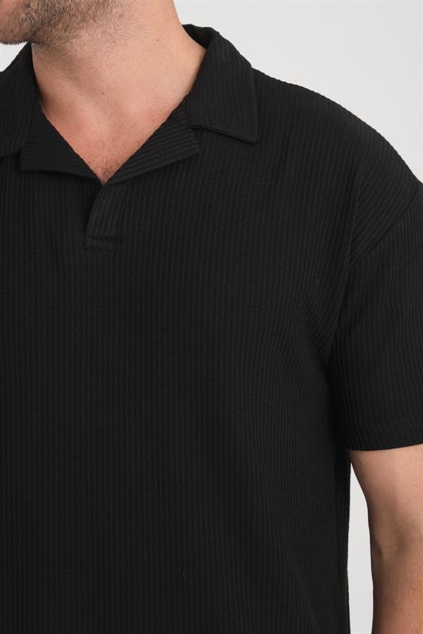 T-shirt Homme Premium Côtelé Oversize à Col V