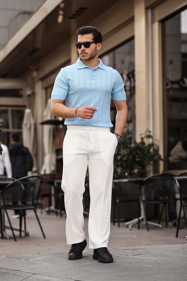 Pantalon Homme Baggy en Coton avec Taille Élastique