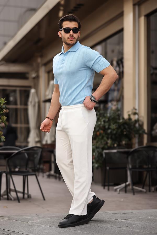 Pantalon Homme Baggy en Coton avec Taille Élastique