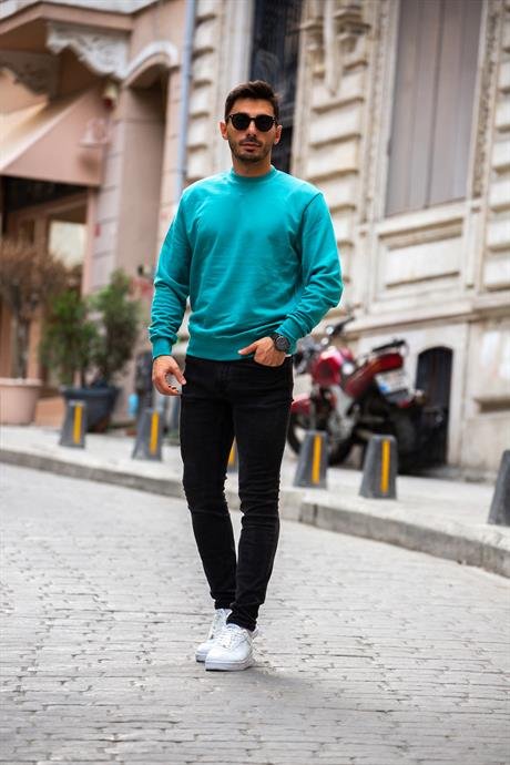 Sweatshirt Homme Basic Coupe Ajustée en Coton Mélangé