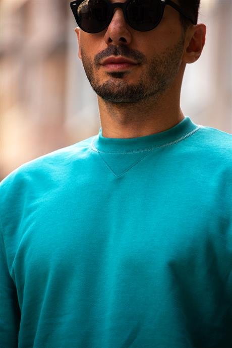 Sweatshirt Homme Basic Coupe Ajustée en Coton Mélangé