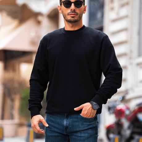 Sweatshirt Homme Basic Coupe Ajustée en Coton Mélangé