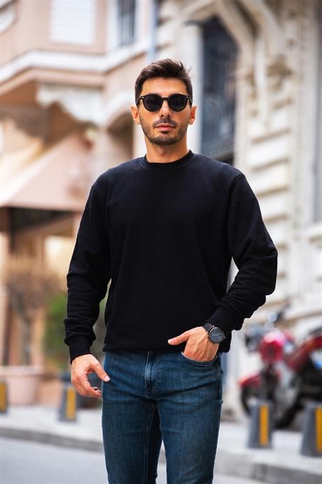 Sweatshirt Homme Basic Coupe Ajustée en Coton Mélangé