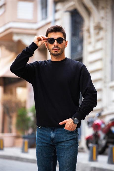 Sweatshirt Homme Basic Coupe Ajustée en Coton Mélangé