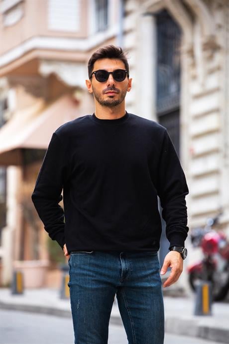 Sweatshirt Homme Basic Coupe Ajustée en Coton Mélangé