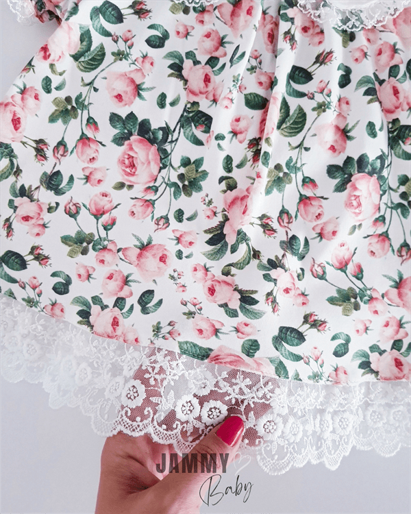 Ensemble Robe Fille avec Collant & Bandana Imprimé Rose – 100 % Coton
