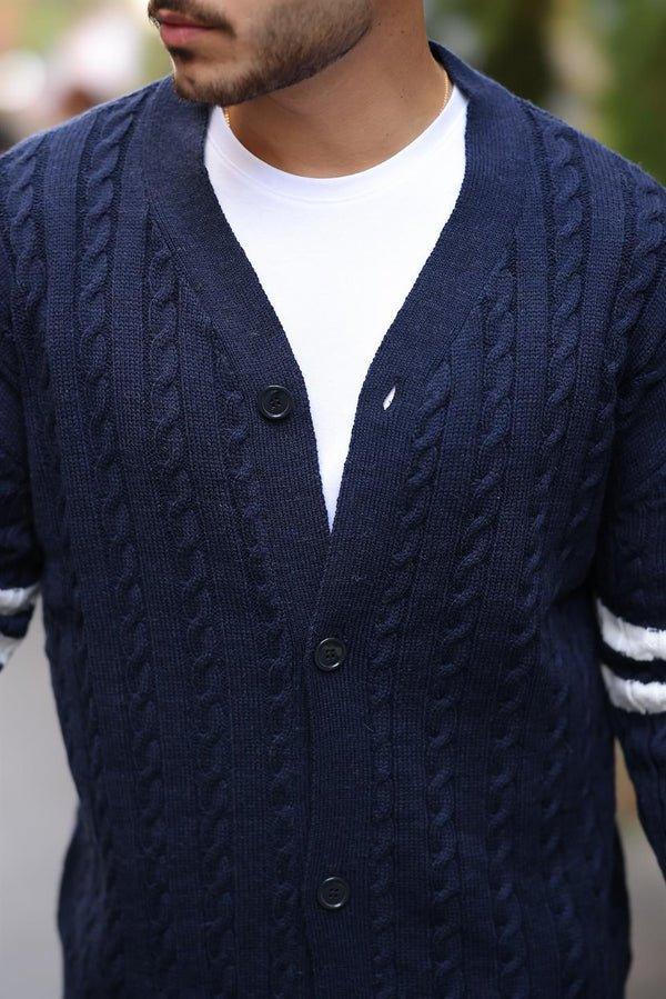 Gilet en Tricot avec Manches en Tresse et Détails en Bande - Justyol