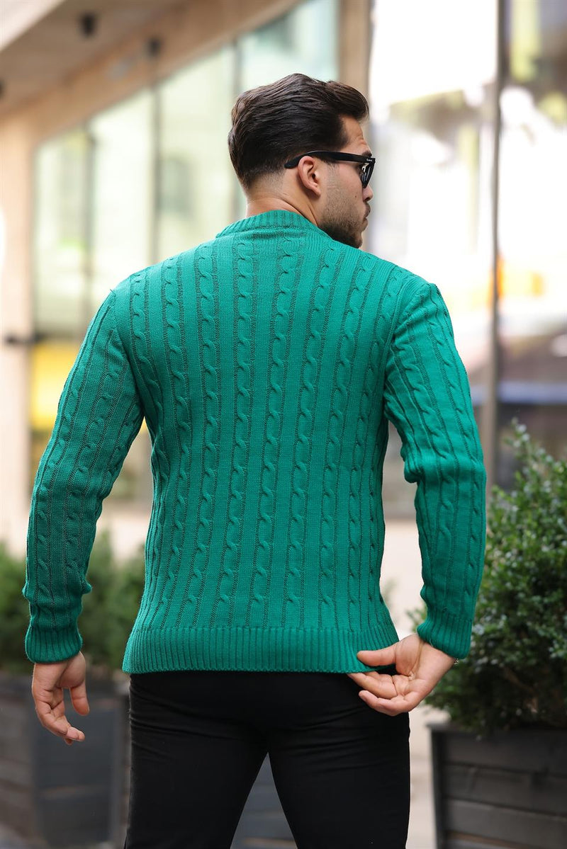 Pull Homme en Maille Torsadée à Col Rond