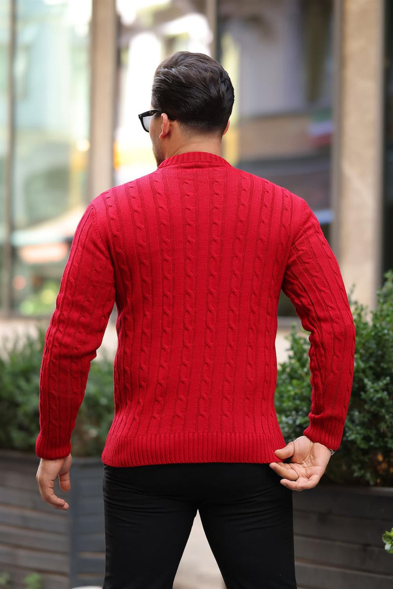 Pull Homme en Maille Torsadée à Col Rond