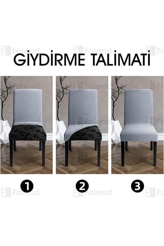 sandalye kilifi yikanabilir likrali esnek lastikli sandalye örtü - Justyol