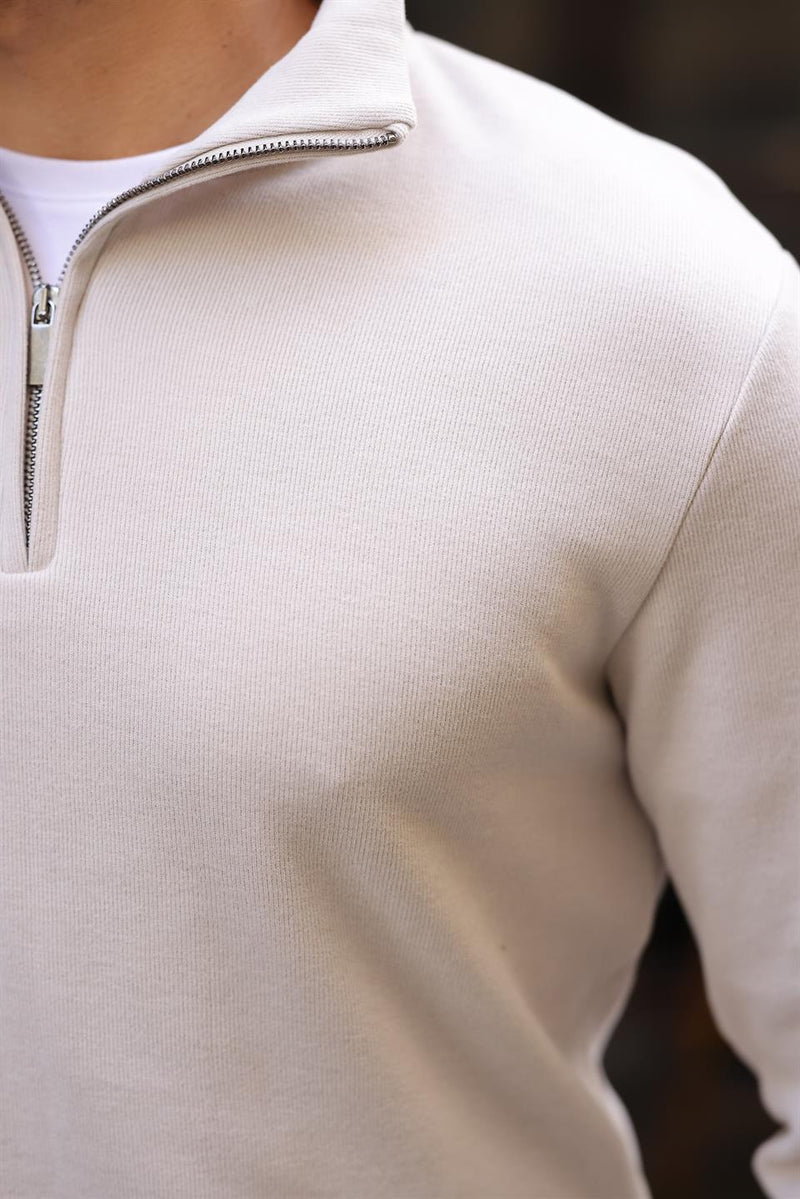 Sweatshirt pour Homme en Tricot Selanik avec Demi-Fermeture Éclair