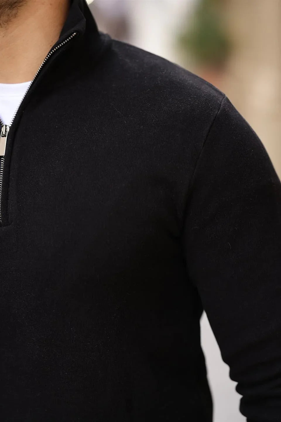 Sweatshirt pour Homme en Tricot Selanik avec Demi-Fermeture Éclair - Justyol