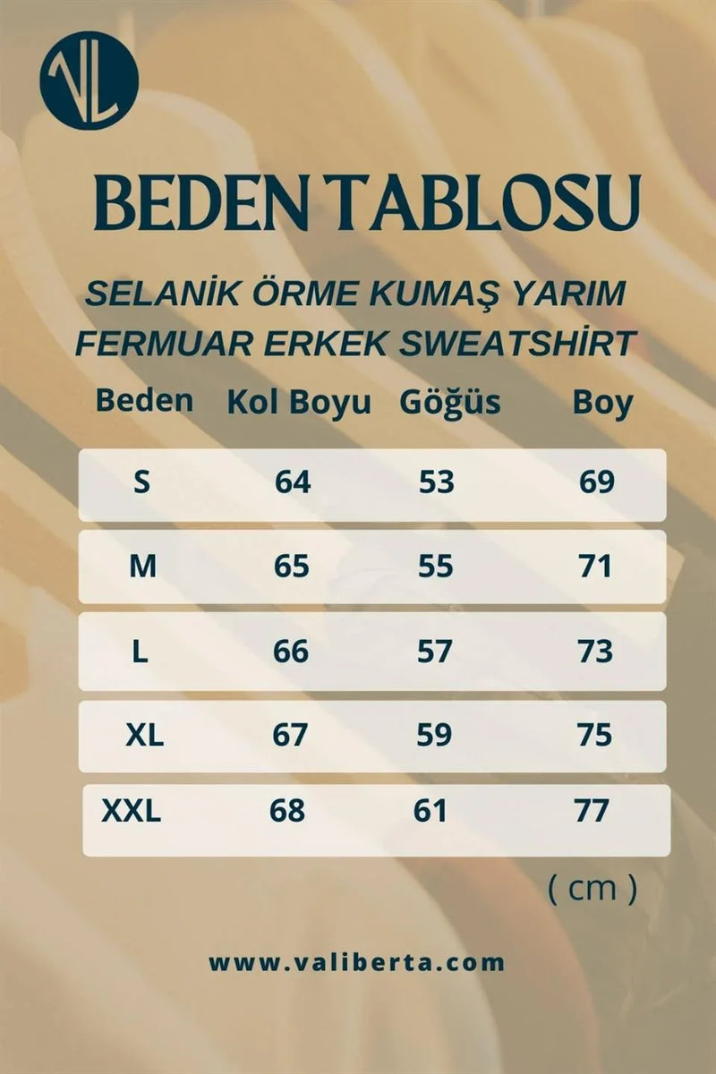 Sweatshirt pour Homme en Tricot Selanik avec Demi-Fermeture Éclair