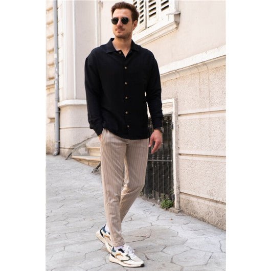 Chemise noire oversize homme manches longues confort