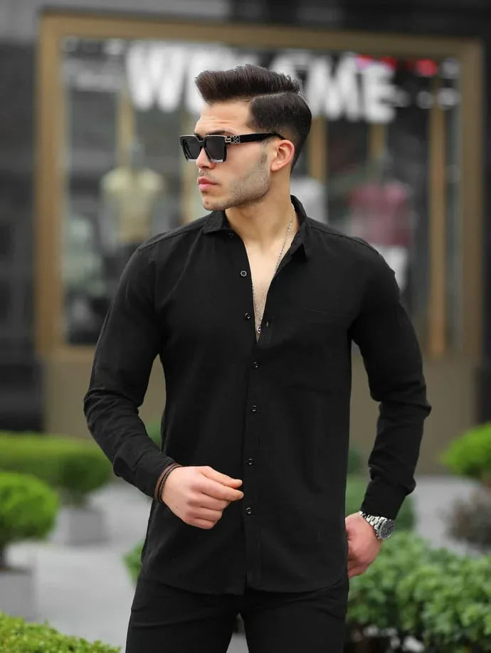 Chemise homme en tissu Şile avec poche poitrine - Justyol