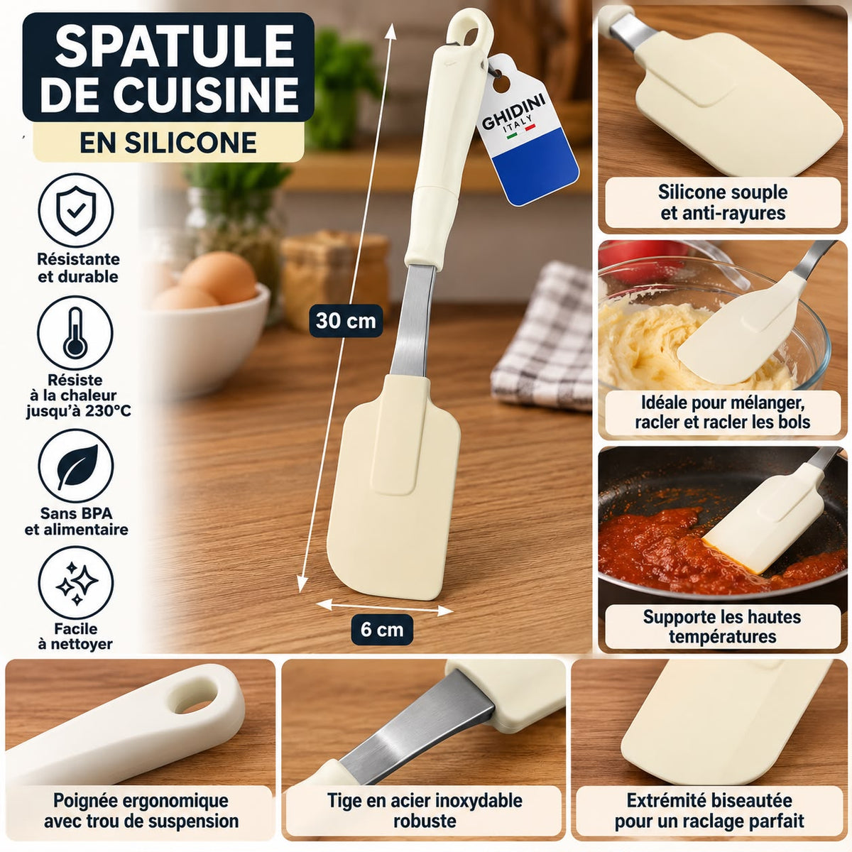 SPATULE GHIDINI 116 INOX EST SILICONE