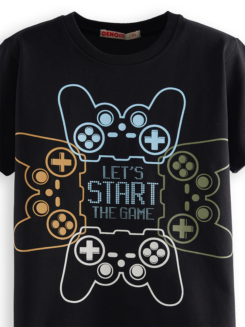 Ensemble garçon 2 pièces t-shirt imprimé gaming et short – Confort 100% coton