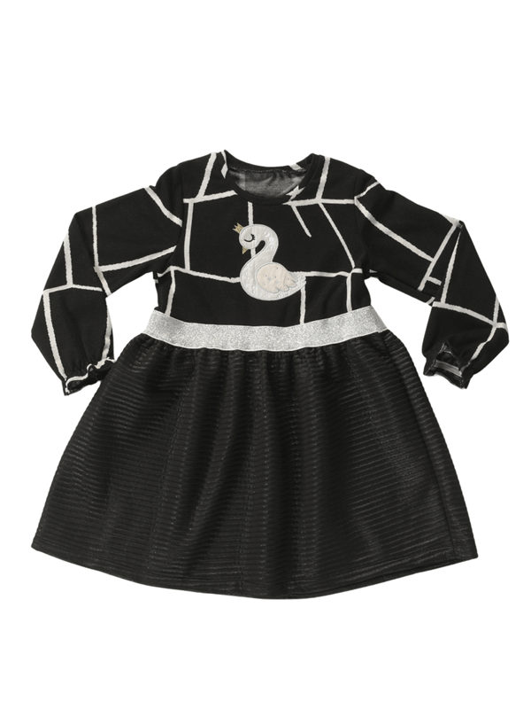 Robe pour fille avec motif jacquard et applique de cygne