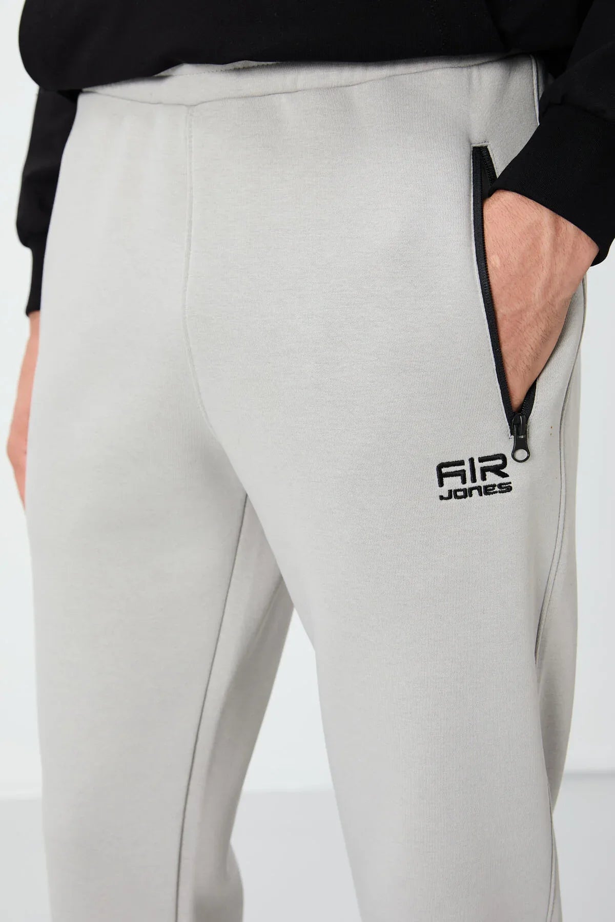 jogger homme gris chiné César polaire avec poches- 84929 - Justyol