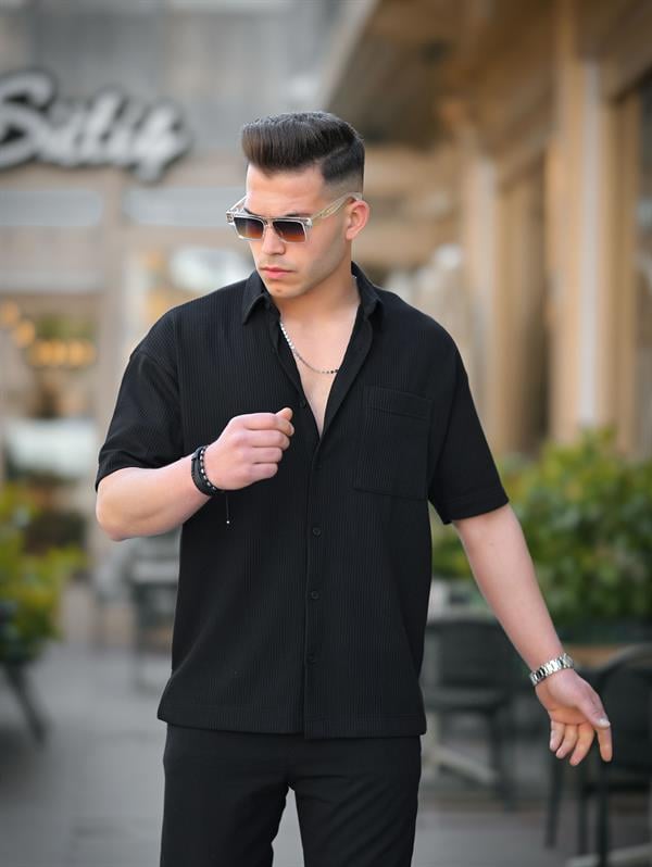chemise polaire homme noire à poche coton