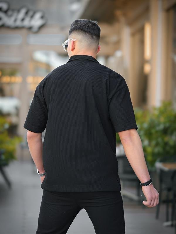 chemise polaire homme noire à poche coton