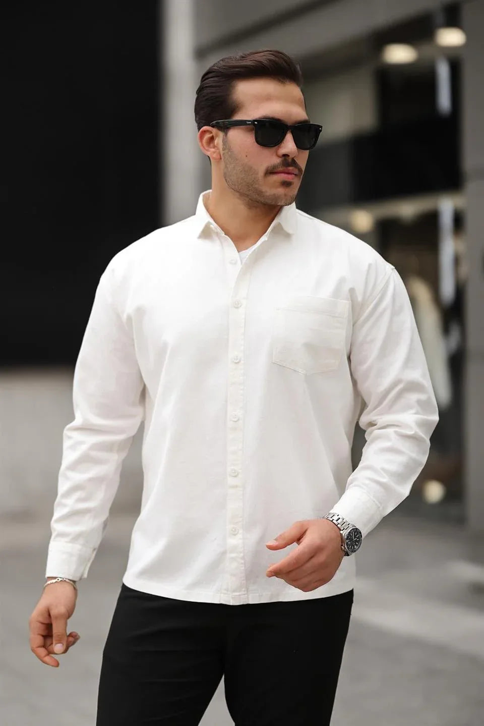chemise oversize homme gabardine velours à poche - Justyol
