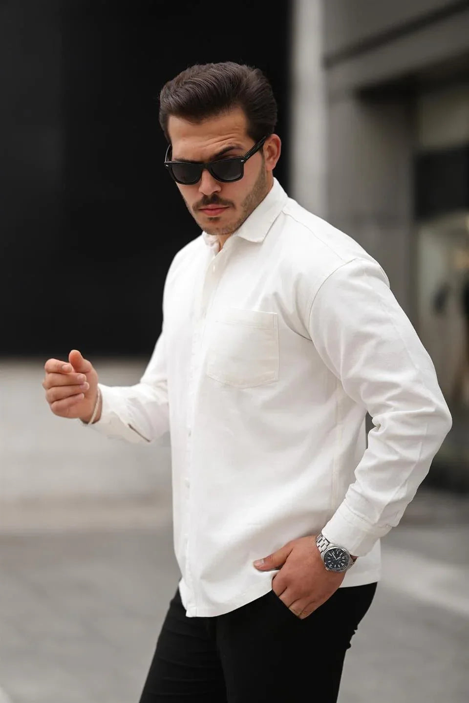 chemise oversize homme gabardine velours à poche - Justyol