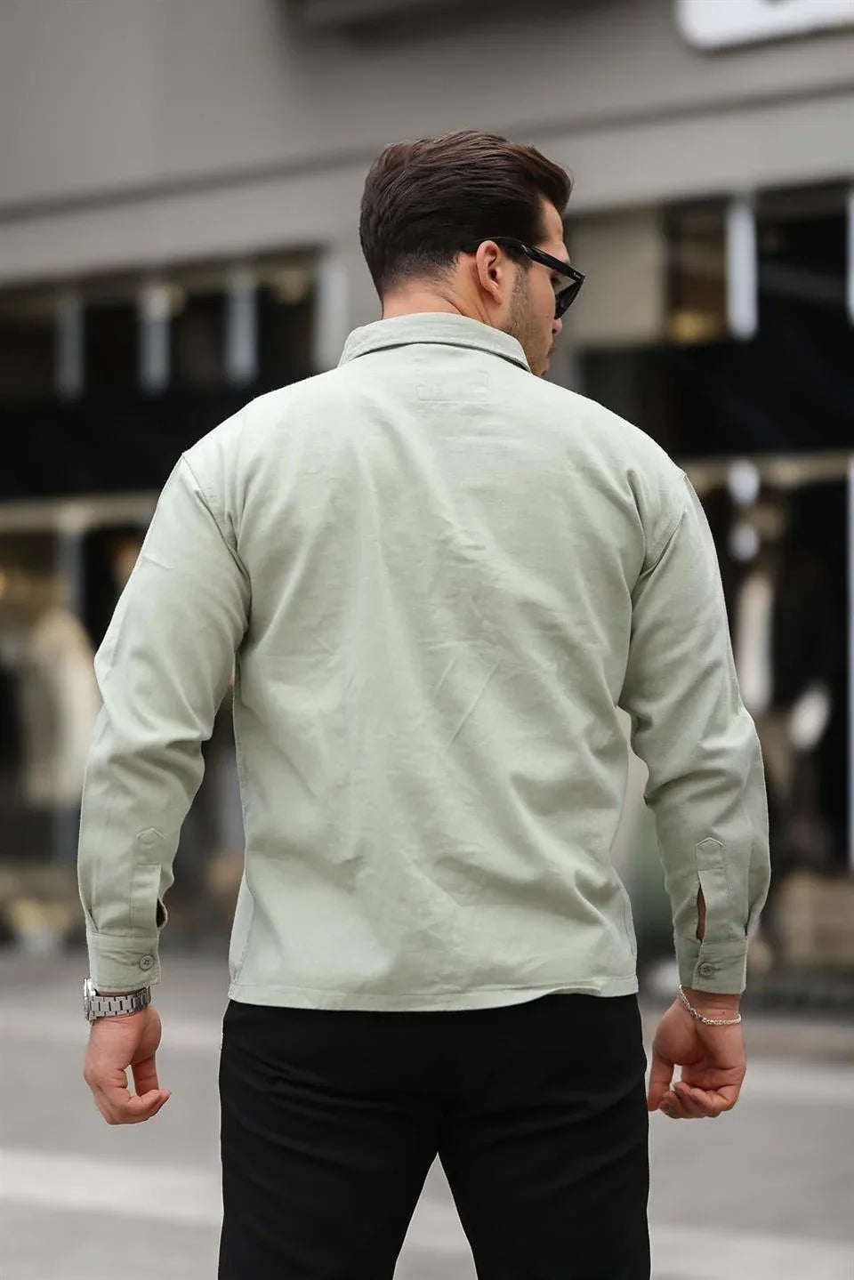 chemise oversize homme gabardine velours à poche - Justyol