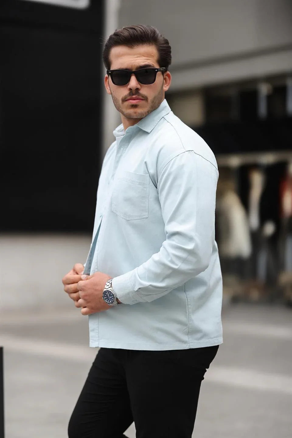 chemise oversize homme gabardine velours à poche - Justyol