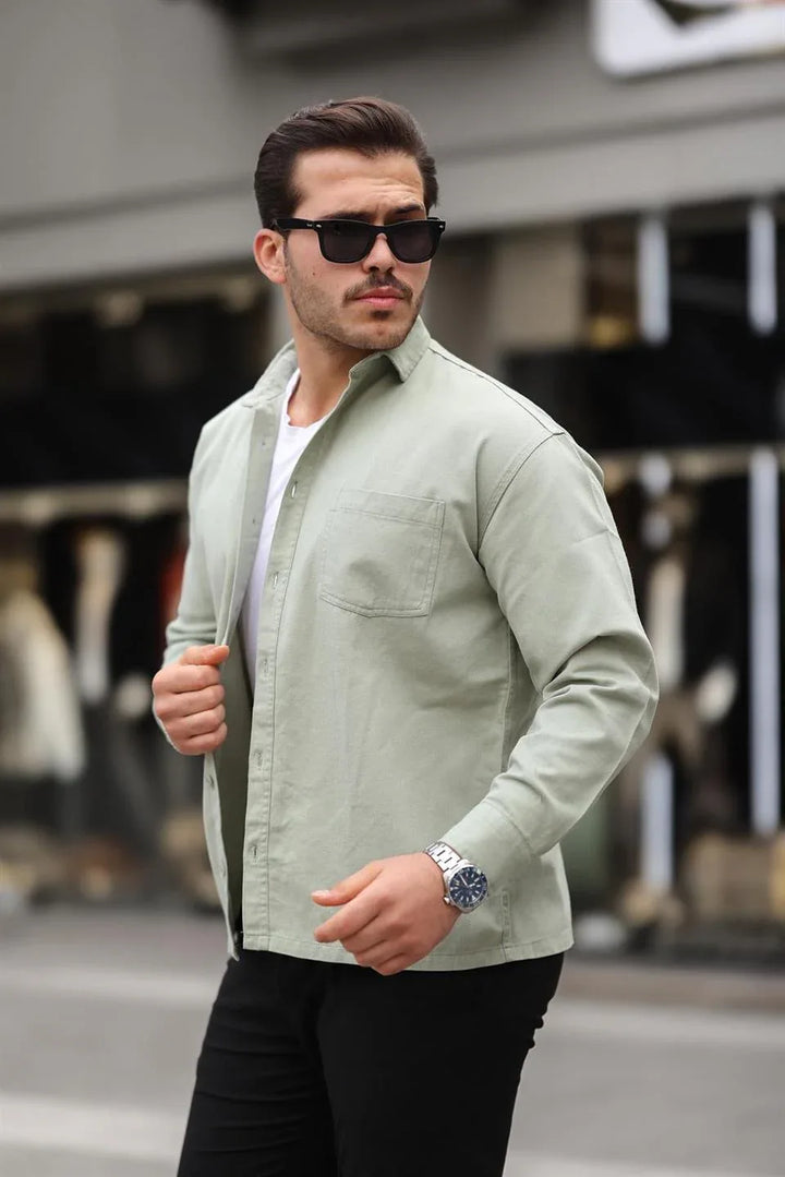 chemise oversize homme gabardine velours à poche