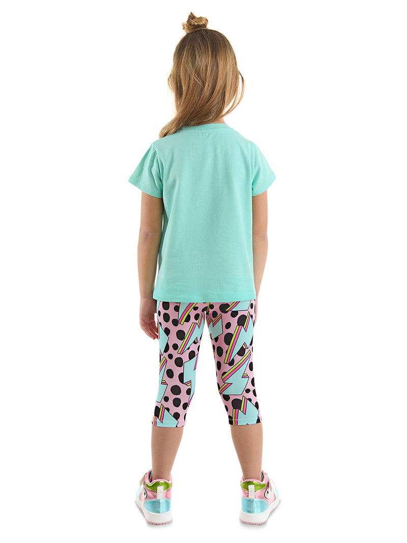 Ensemble Fille 2 Pièces T-shirt & Legging Imprimé Léopard et Motif Éclair
