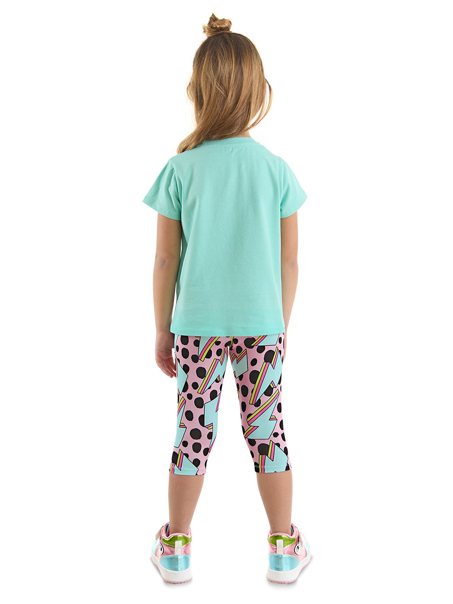 Ensemble Fille 2 Pièces T-shirt & Legging Imprimé Léopard et Motif Éclair
