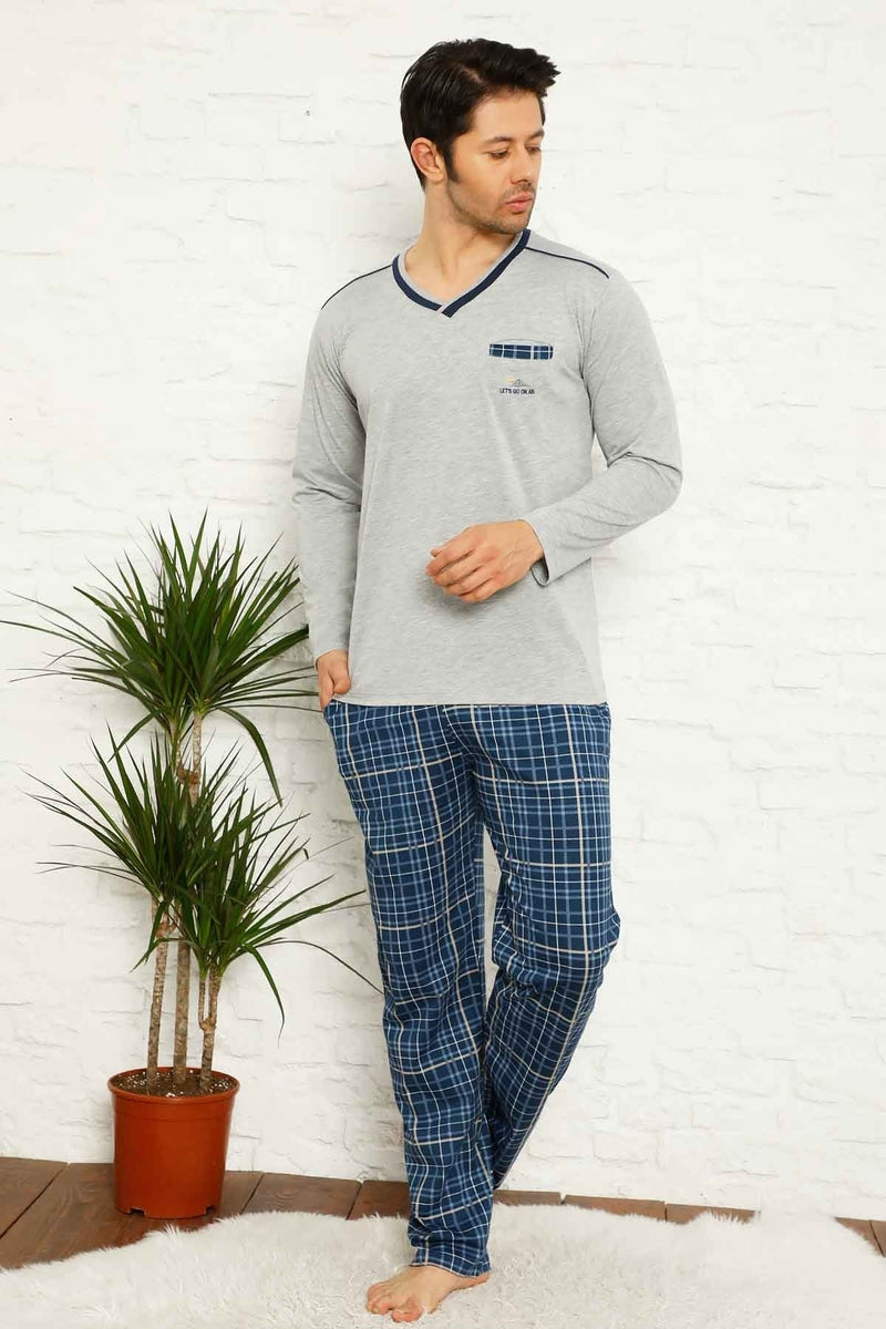 Pyjama Homme en Coton avec Pantalon à Carreaux