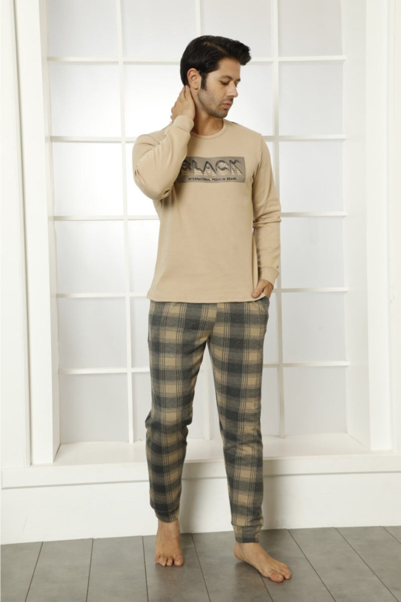 Pyjama Homme en Coton avec Pantalon à Carreaux