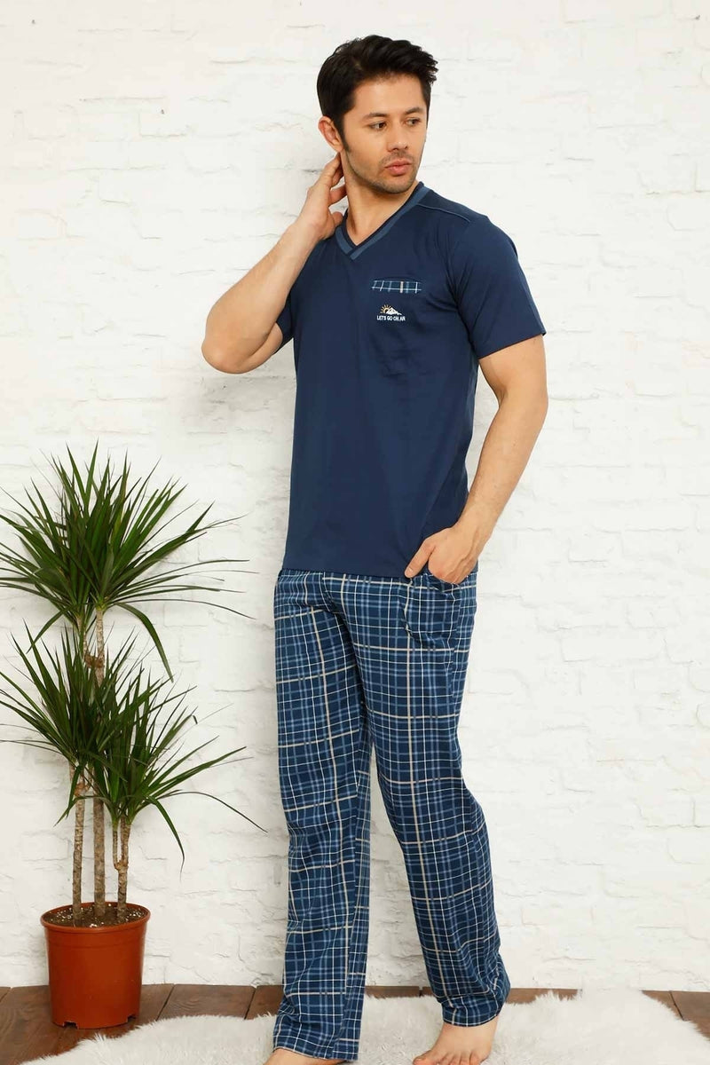 Pyjama Homme en Coton avec Pantalon à Carreaux